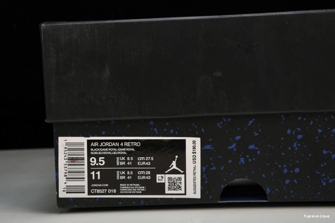 HYPE CT8527-018 Royal Black Game Jordan Retro 4 0716